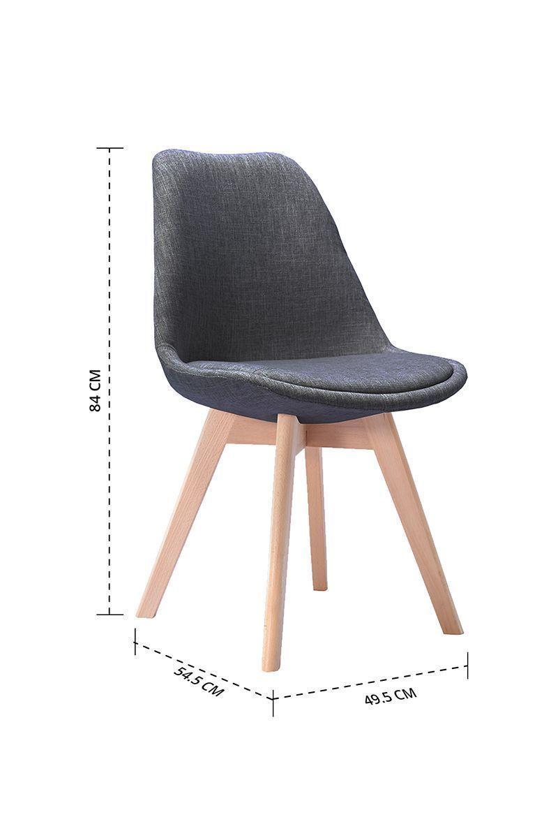 Pack 2 Silla Comedor Tulip de Tela con Cojín Gris-2