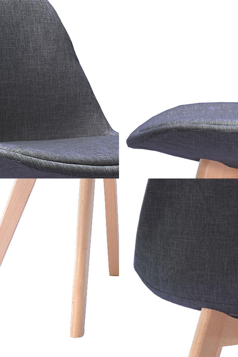 Pack 2 Silla Comedor Tulip de Tela con Cojín Gris-4