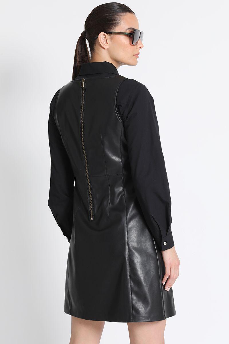 Vestido Efecto Piel Negro Liola-3