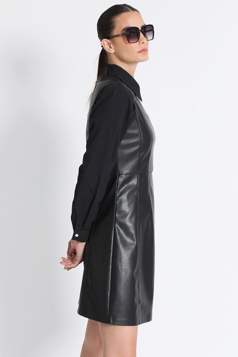 Vestido Efecto Piel Negro Liola-2