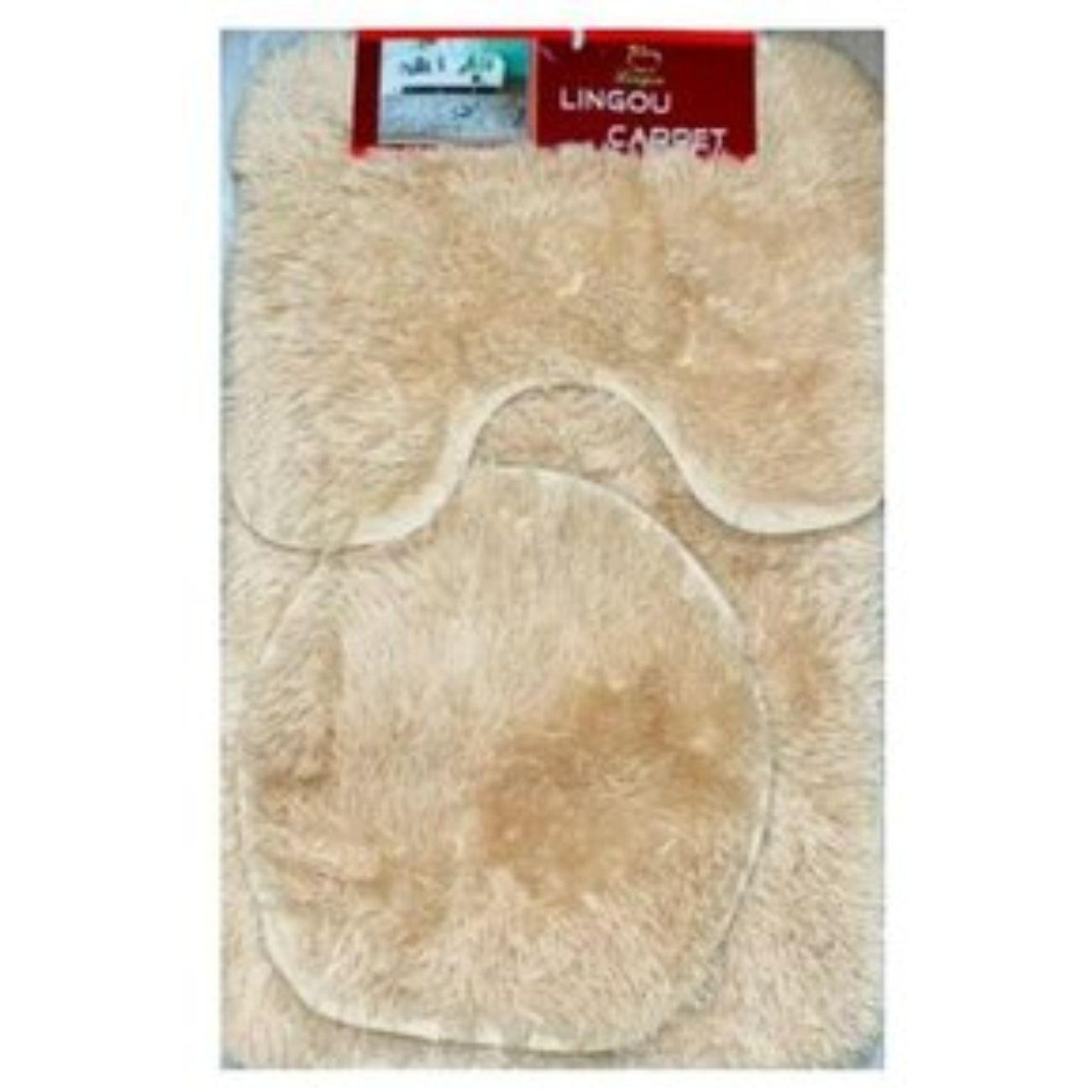 Juego De Baño 03 Piezas Alfombra Contorno Tapete Inodoro-0