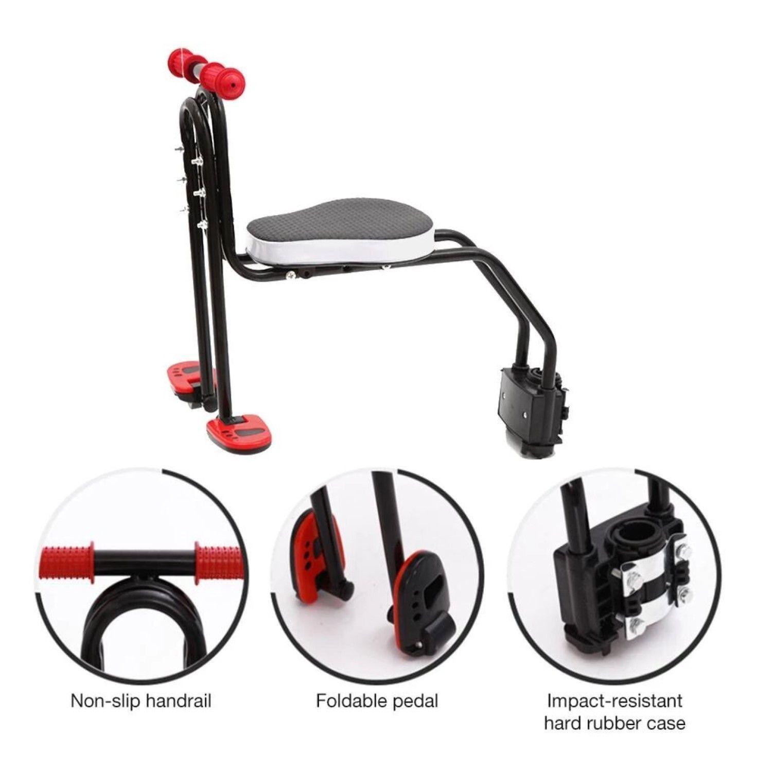 Silla Auxiliar Bicicleta, Asiento Delantero Bicicleta Para Niños Negro-5