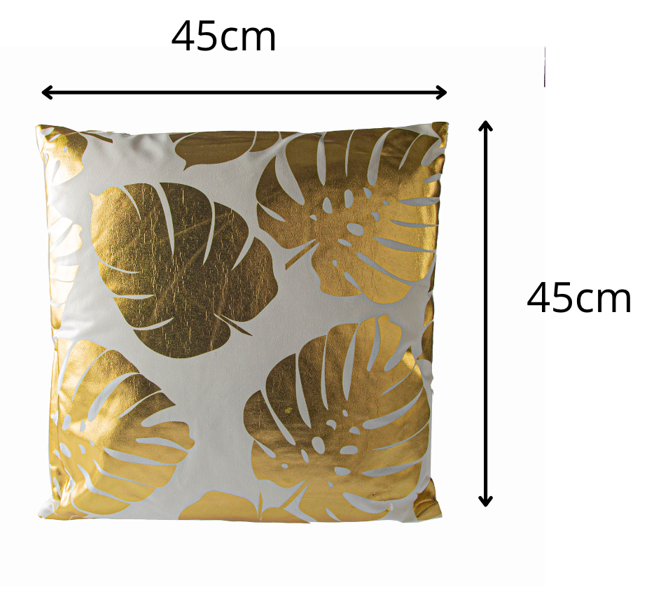 Set de 2 Cojines Terciopelo Blanco Plantas Modelo F 45cm x 45cm-2