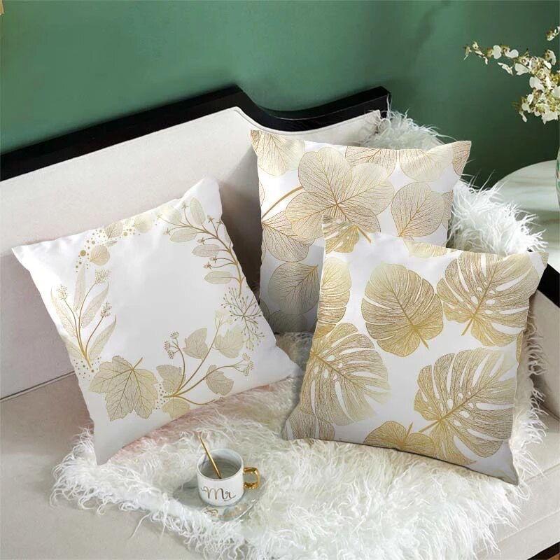 Set de 2 Cojines Terciopelo Blanco Plantas Modelo F 45cm x 45cm-3