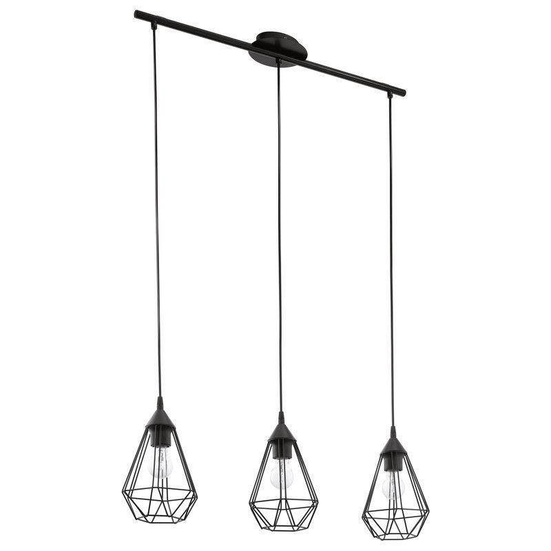 Lámpara Colgante Tarbes Acero Negro E27 3X60W cod.94189-0