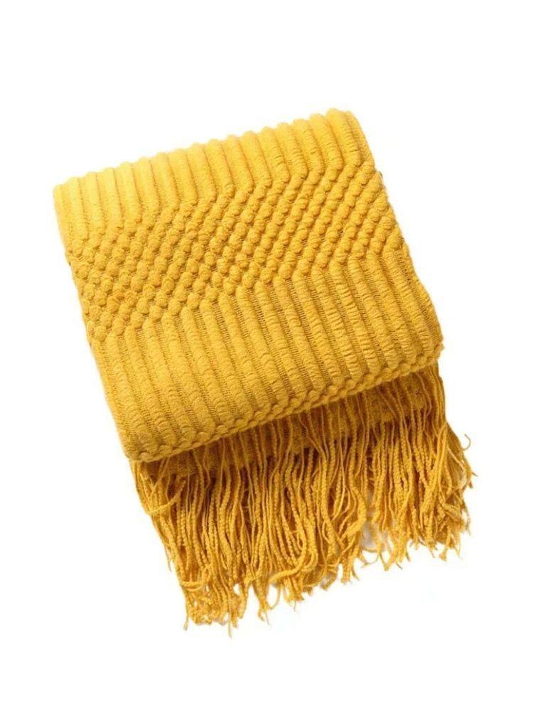 Manta tejida Flecos Amarilla-0