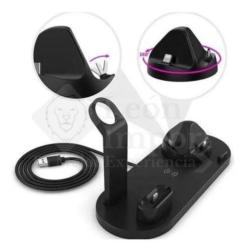 Estación Carga Inalámbrica 4 En 1 Para iPhone Samsung Xiaomi Negro-2