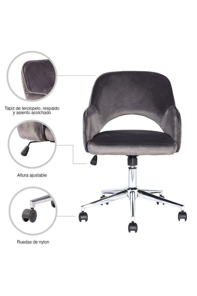 Silla Clarkson Escritorio Apoyabrazos Gris-4