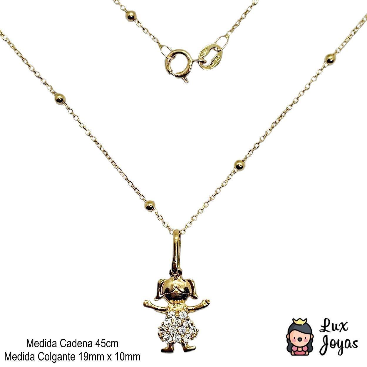 Cadena Pelotitas Colgante Niña Circones Oro Au750 - 18k Italiano-2