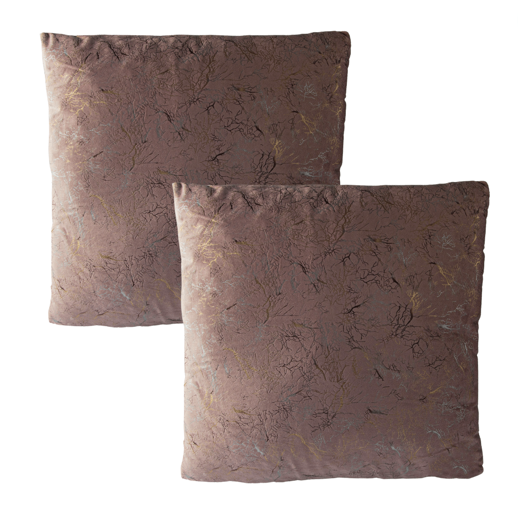 Set de 2 Cojines Terciopelo con Relleno Raices Rosa 45cm x 45cm-0