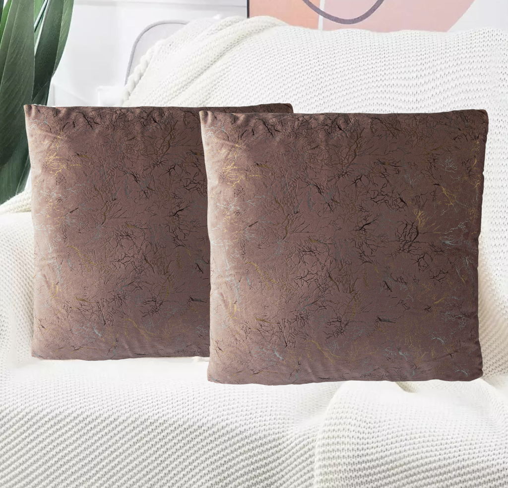 Set de 2 Cojines Terciopelo con Relleno Raices Rosa 45cm x 45cm-1