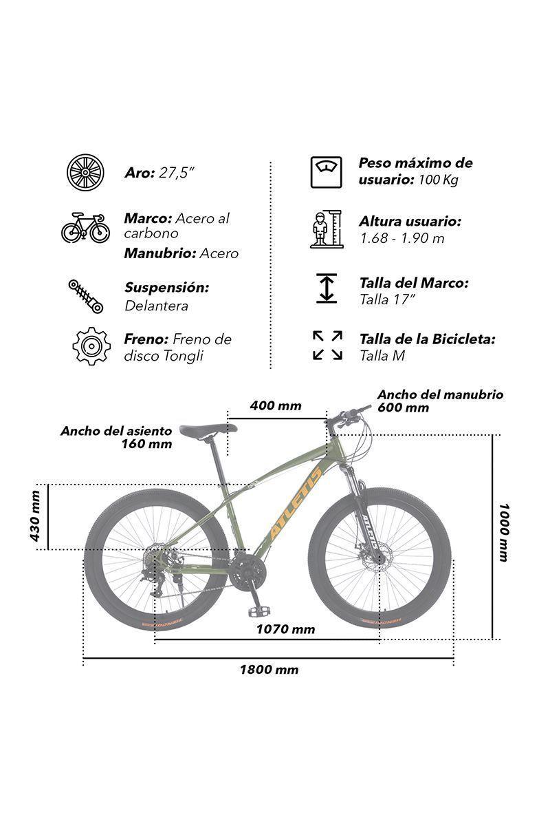 Bicicleta Mountain Bike Pizol 27,5" M Verde-2
