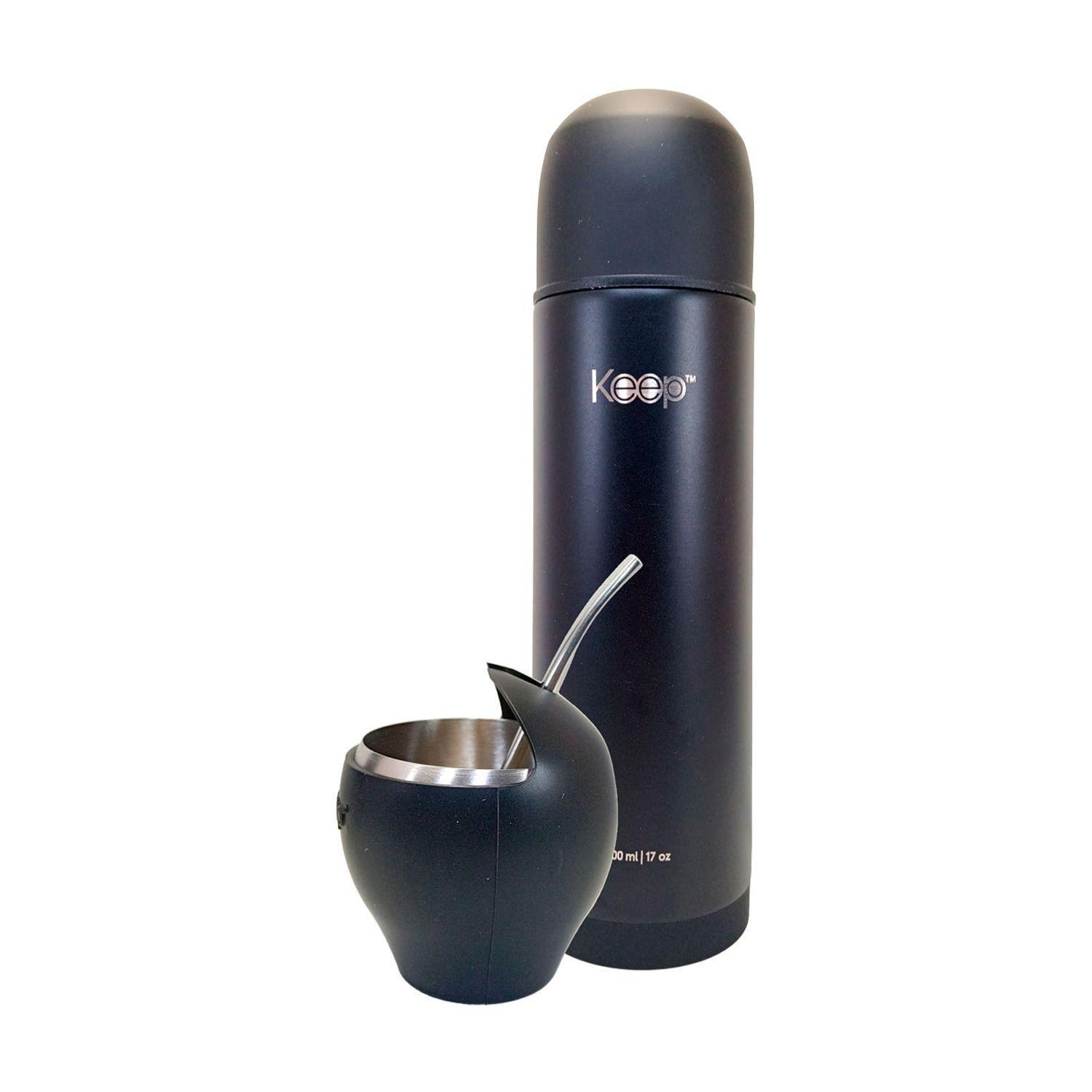 Set Para Mate: Incluye Termo y Matero Negro - Keep-3