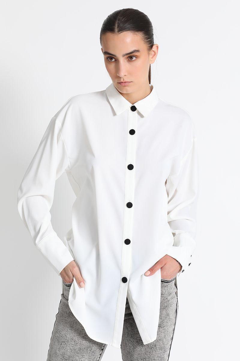 Blusa Camisera Larga Blanco Liola-0