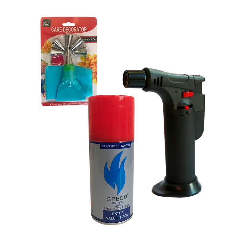 Soplete Recargable + Gas 150 Ml + Manga Pastelera -0