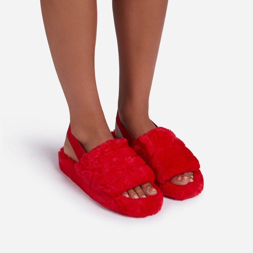 Fluffy Slippers, Pantuflas Altas y Térmicas ROJA-2