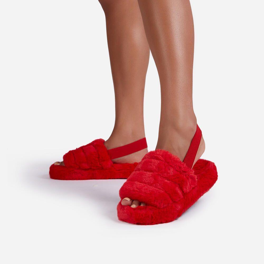 Fluffy Slippers, Pantuflas Altas y Térmicas ROJA-0