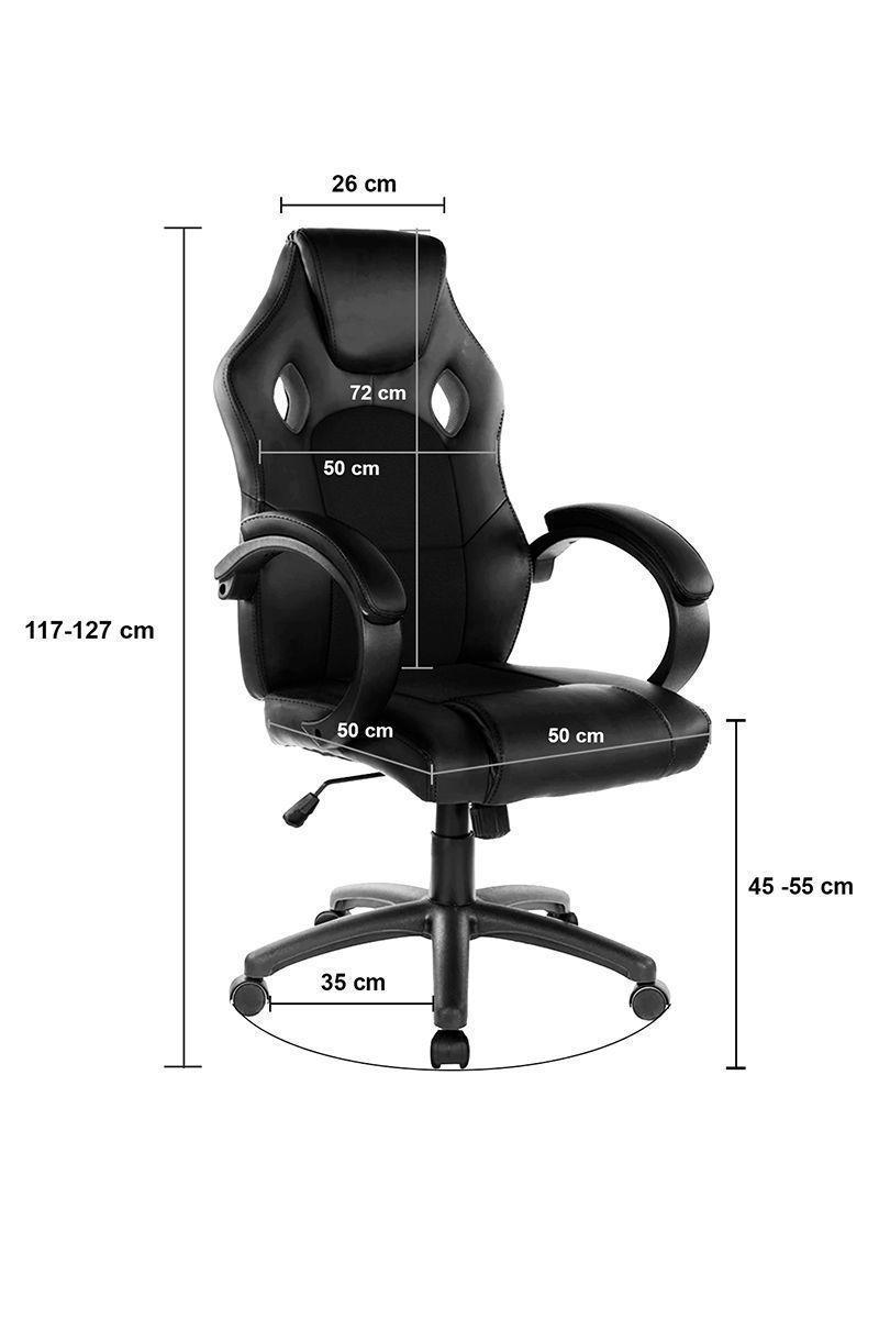 Silla Gamer Reclinable Altura Ajustable Negro-2