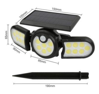 Lampara De Seguridad Solar-3 Cabezales-Sensor De Movimiento 140COB -3