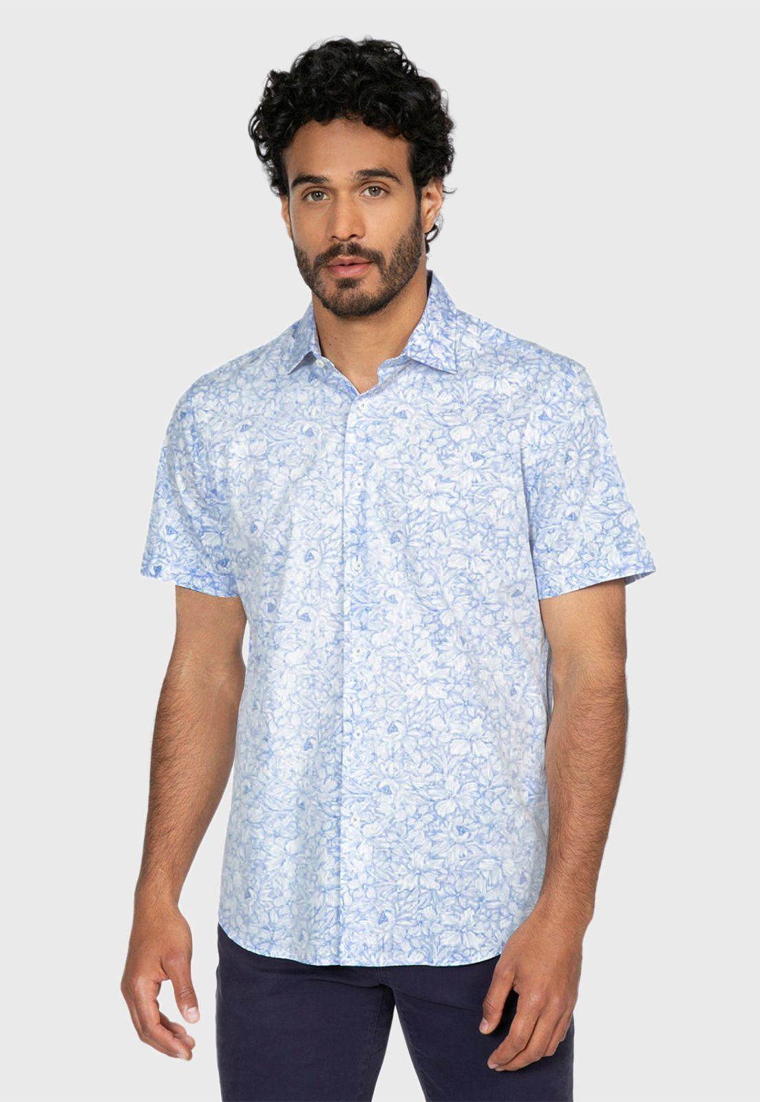 Camisa Sport Floreada Celeste Arrow-0