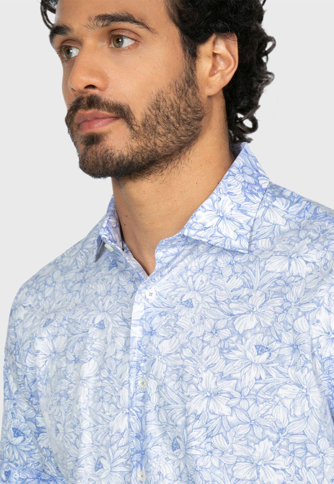 Camisa Sport Floreada Celeste Arrow-2