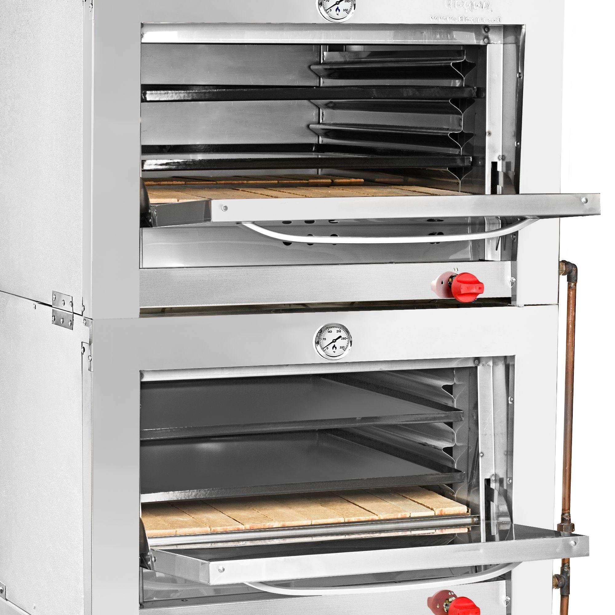Horno Ticgas 2 Cámara Inox. Industrial. 65x65 gas Licuado-2