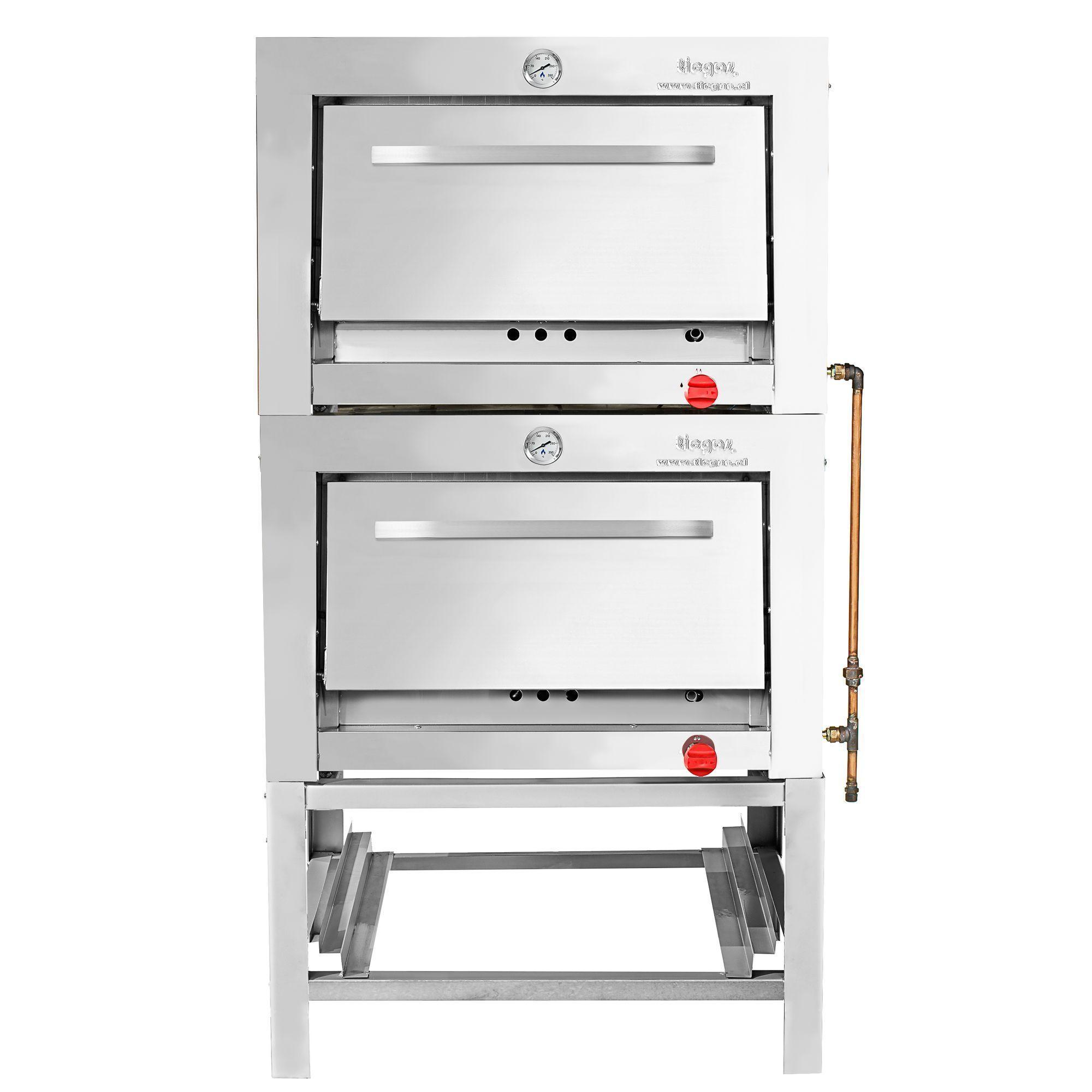 Horno Ticgas 2 Cámara Inox. Industrial. 65x65 gas Licuado-0