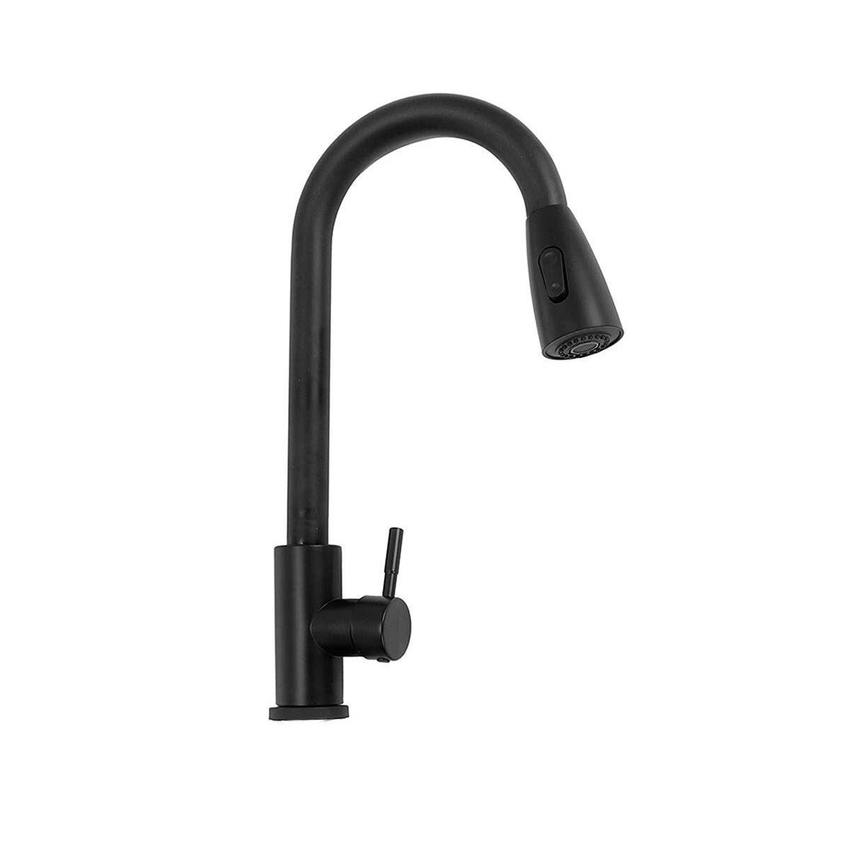 Llave de Lavaplatos Cabezal Flexible color Negro-0