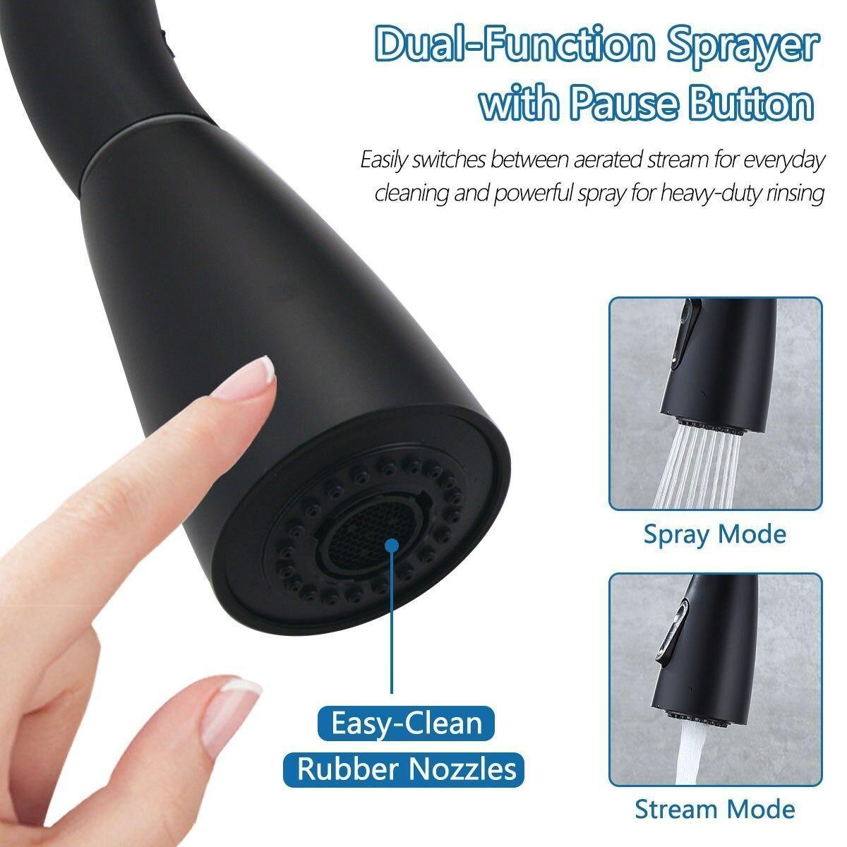 Llave de Lavaplatos Cabezal Flexible color Negro-5
