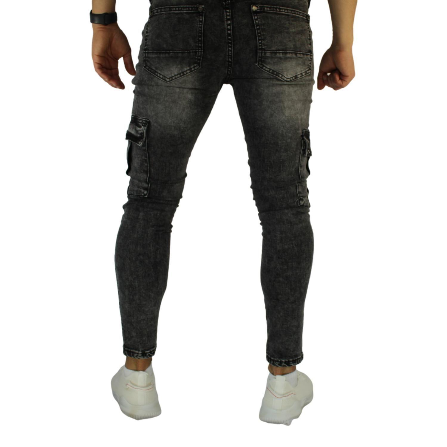 Jeans Cargo Skinny Gris Hombre-3