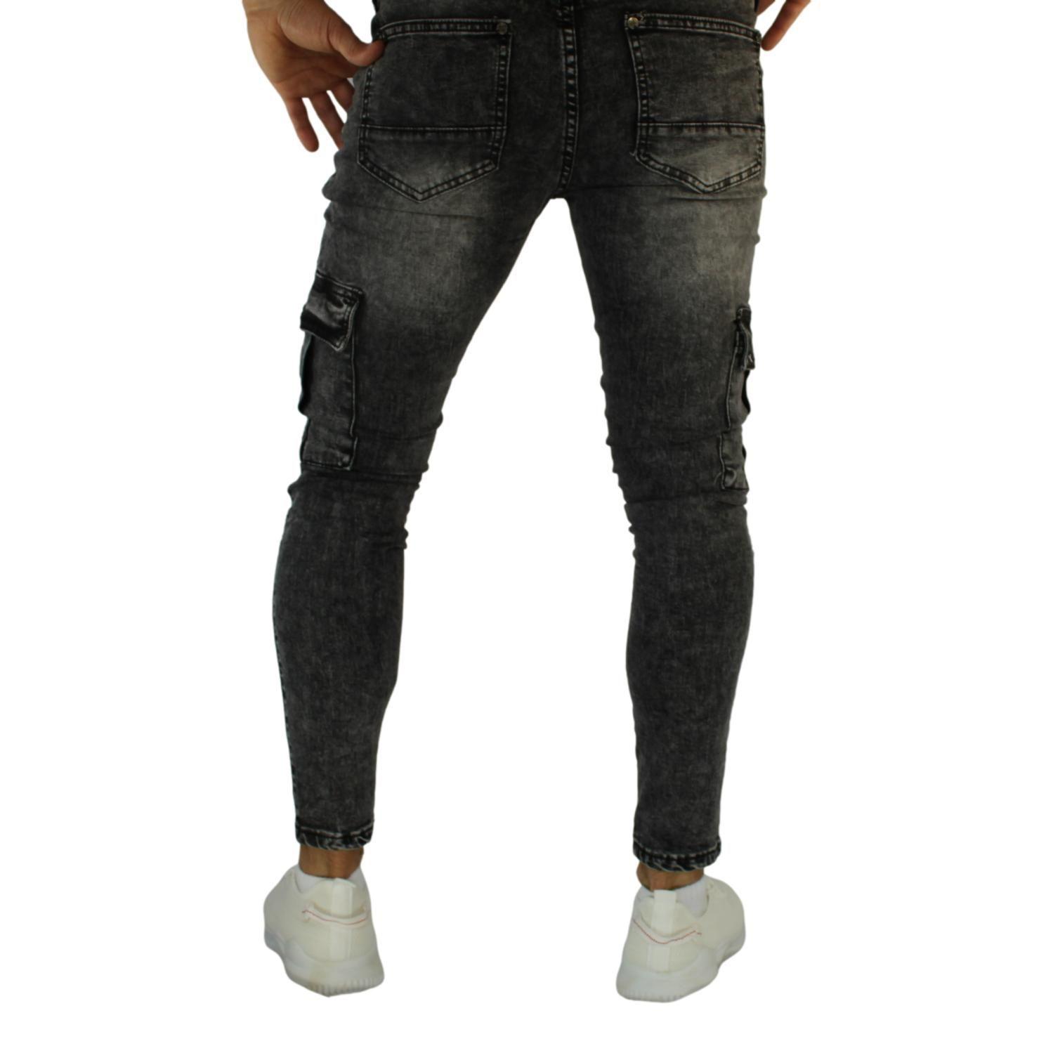 Jeans Cargo Skinny Gris Hombre-5