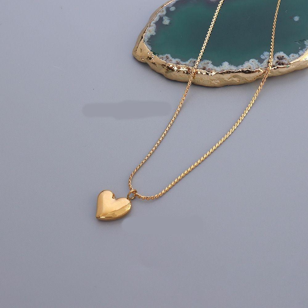 Collar Baño De Oro Amarillo 18 Kilates Corazón Chec-4