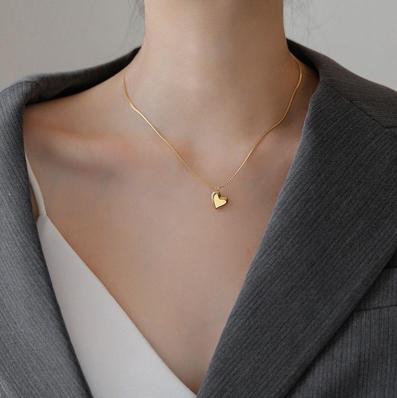 Collar Baño De Oro Amarillo 18 Kilates Corazón Chec-2