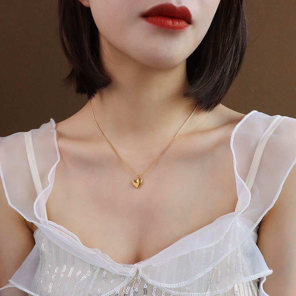 Collar Baño De Oro Amarillo 18 Kilates Corazón Chec-3