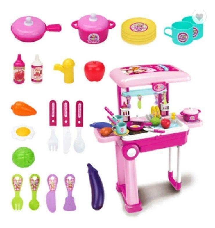Maleta Cocina Maletin Rosa Juguete Didáctico 2 En 1 Niños-3