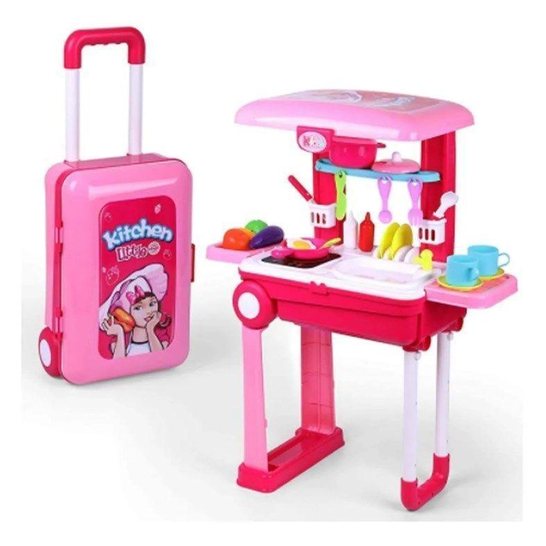 Maleta Cocina Maletin Rosa Juguete Didáctico 2 En 1 Niños-0
