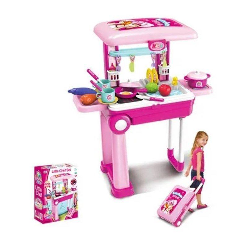 Maleta Cocina Maletin Rosa Juguete Didáctico 2 En 1 Niños-2