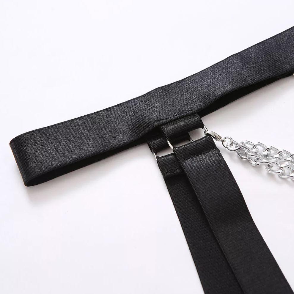 Conjunto Lencería intima Cadenas Negro-4