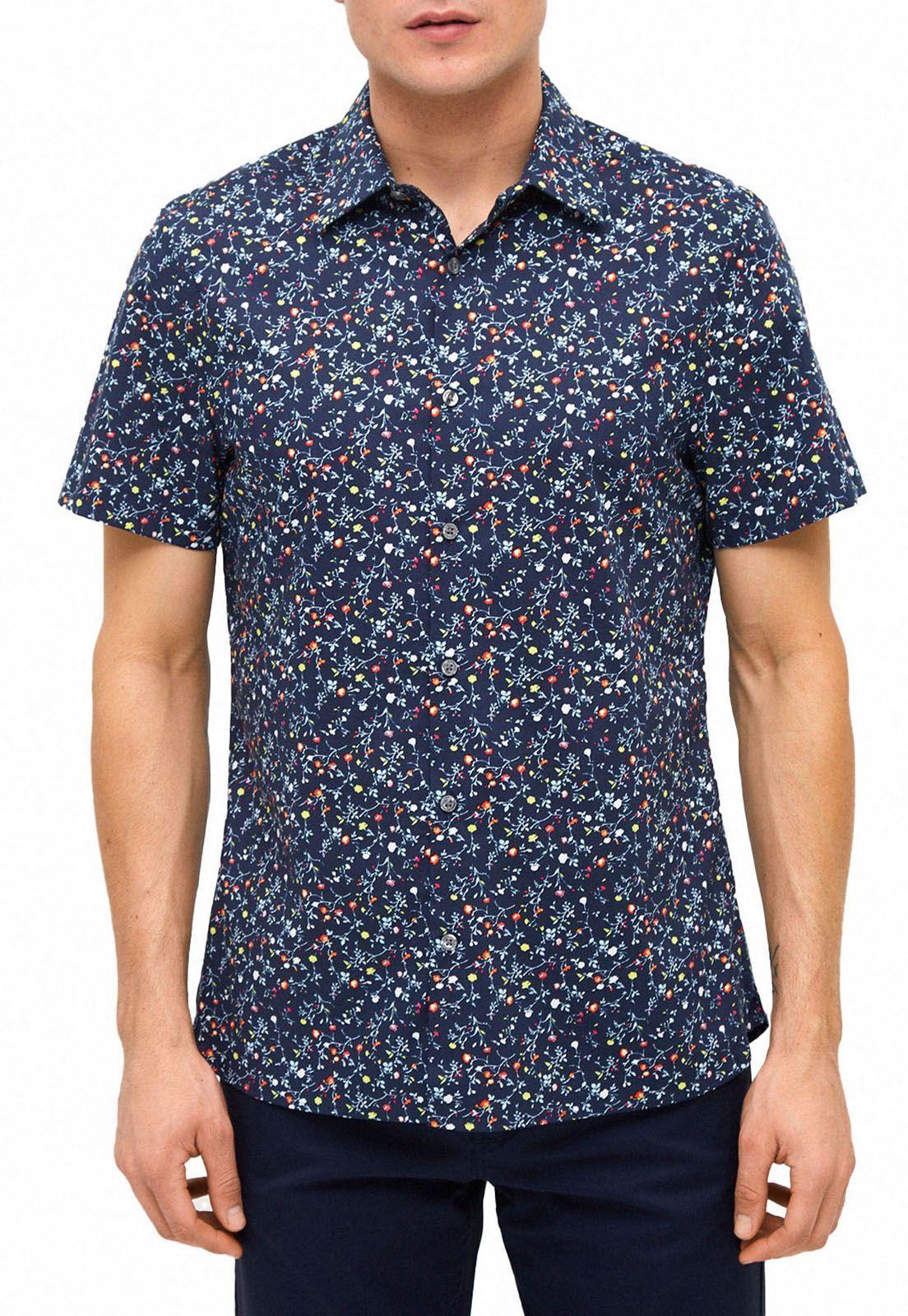 Camisa estampado floreal azul-0