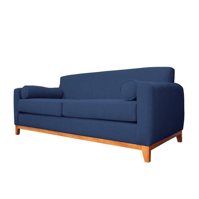 Sofá Meli Chenille Tipo Lino Azul 2 Cuerpos-2