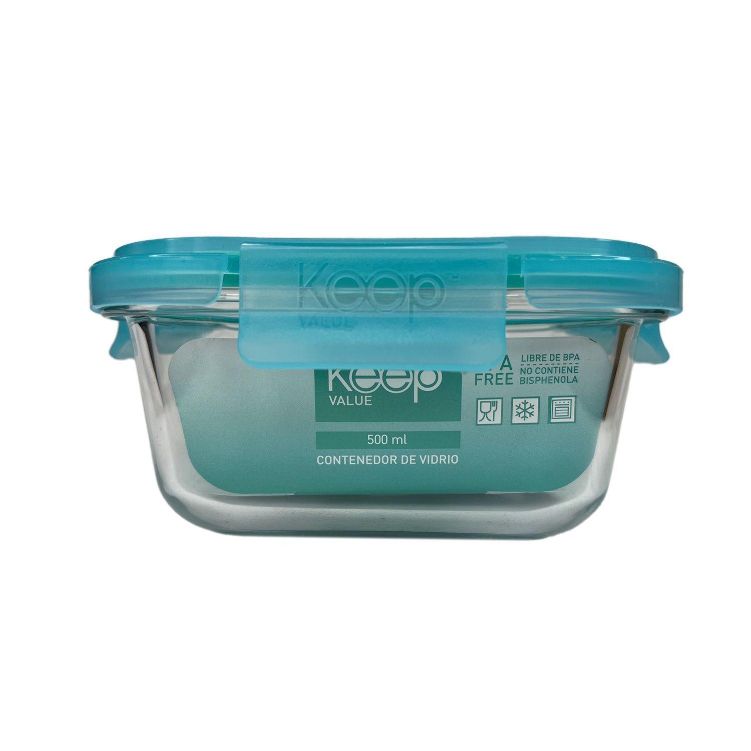 Pack 3 Taper Hermético Cuadrado de Vidrio 500 ml - Keep-1