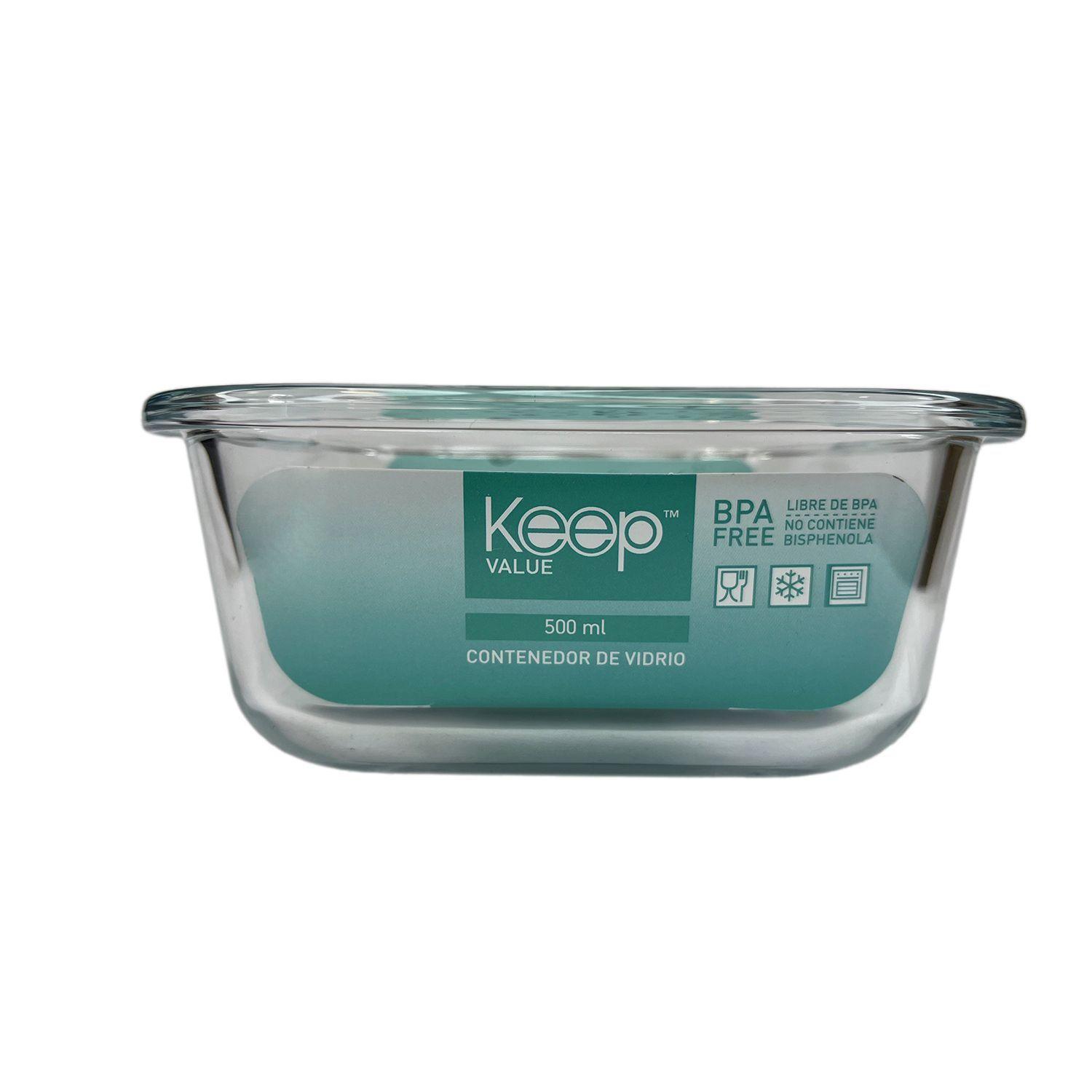 Pack 3 Taper Hermético Cuadrado de Vidrio 500 ml - Keep-2