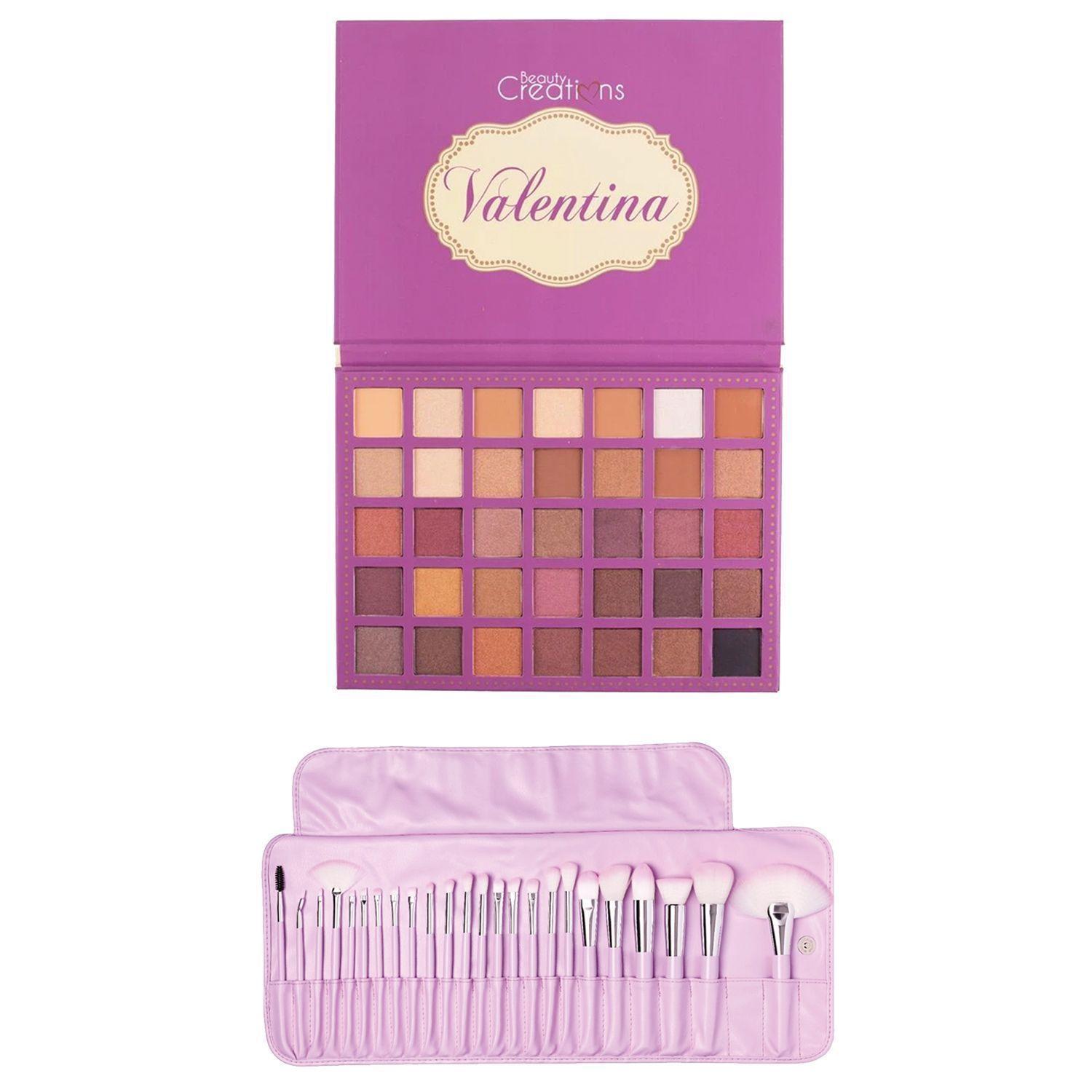 Pack Paleta De Sombra "Valentina"+ Set 24 Brochas Pastel Marshmallow de Beauty Creations-0
