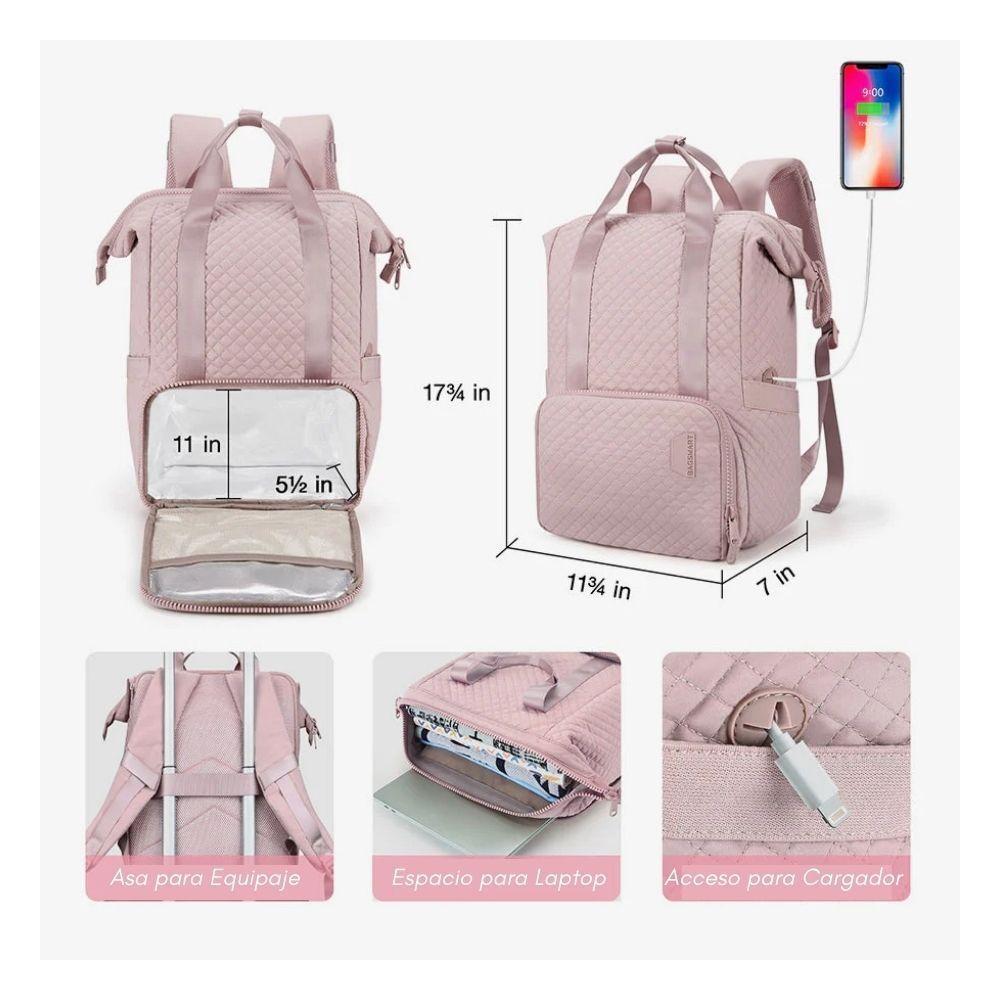 Bagsmart - Mochila con Lonchera Integrada Bonchemin para 15.6" - Rosado-7