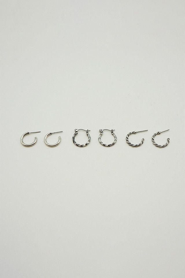 Set de Aros Hoops Plateado Humana-0