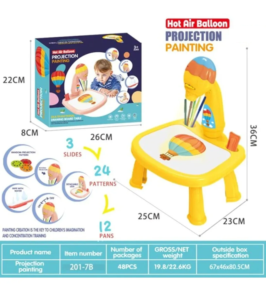 Mesa Proyectora De Dibujo Niños Led Didáctico Pizarra Magica-1