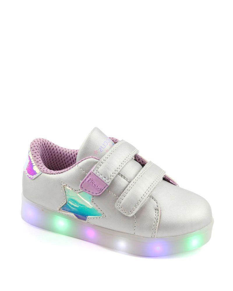 Zapatilla Luces Led 2Velcros Acaminar Niña Ficcus-0