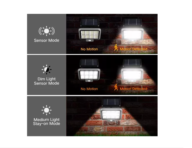 Foco Luz Con Panel Solar Sensor De Movimiento Exte-5