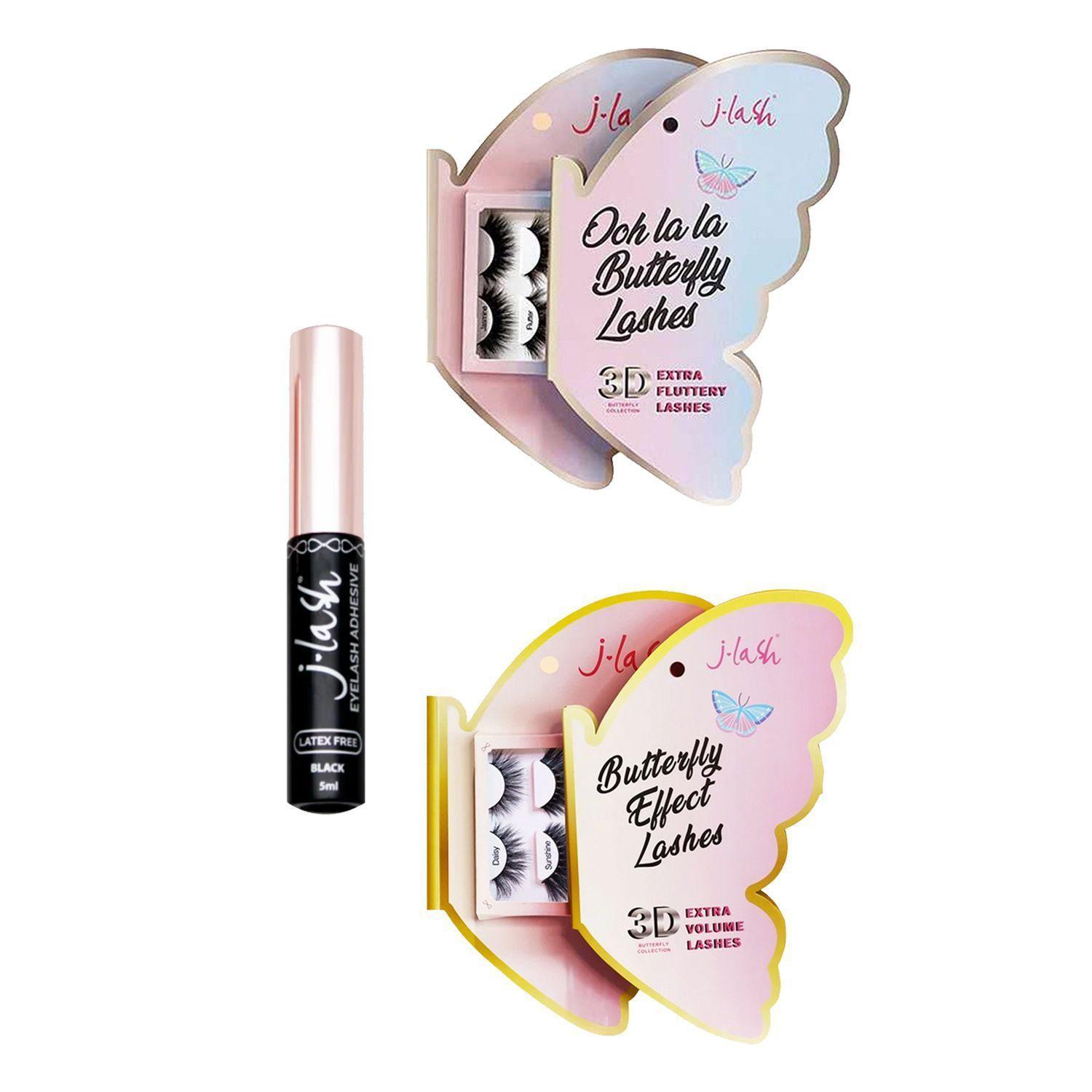 Set Pestañas "Ooh la la" y "Butterfly Effect" 3D + Delineador Adhesivo de Pestañas Negro J-Lash-0