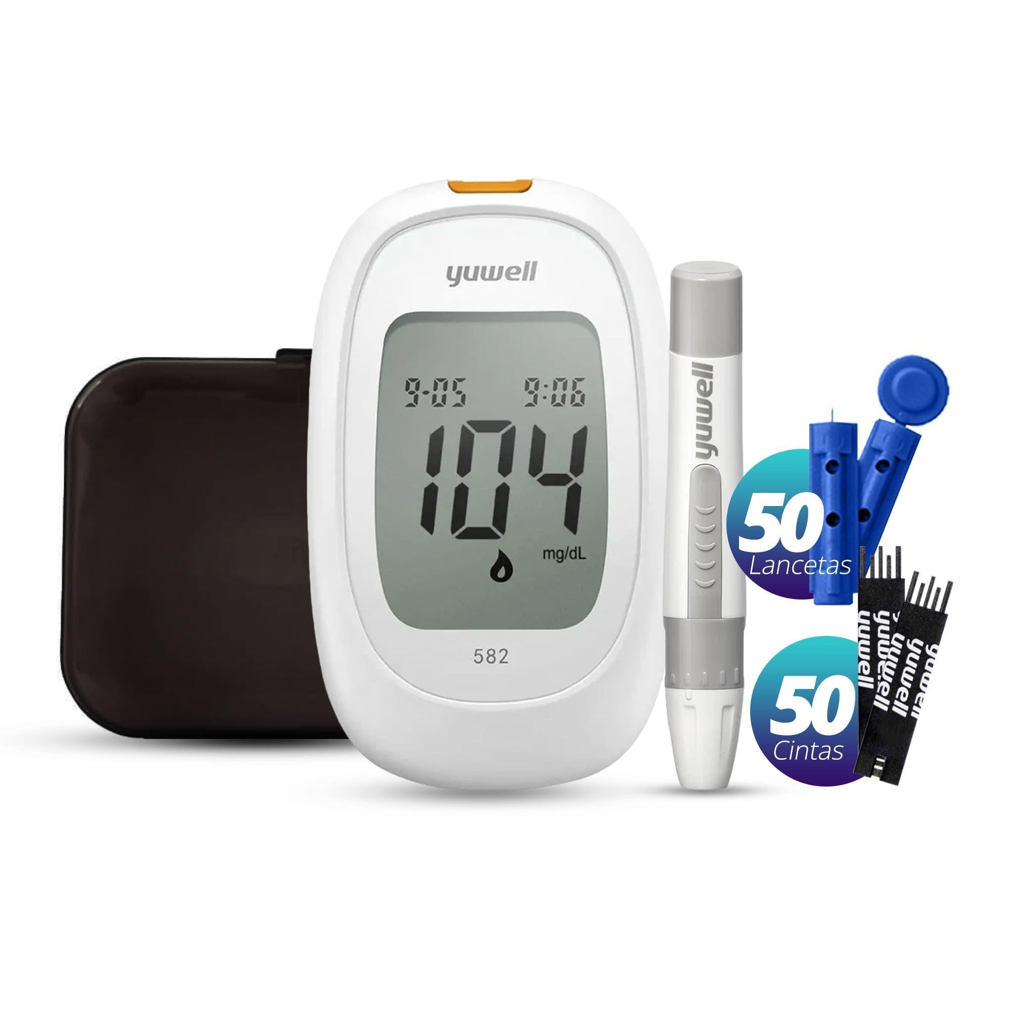 Glucómetro Yuwell 582 Medidor Glucosa Glicemia 50 Cintas 50 Lancetas-0